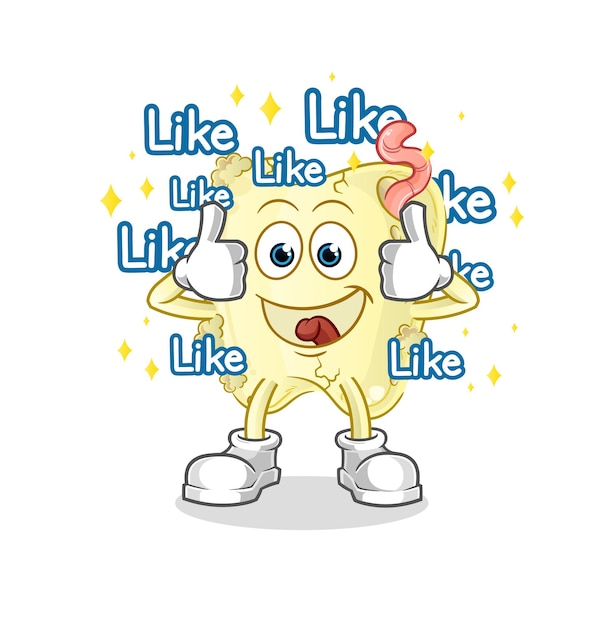 Tooth decay give lots of likes. cartoon vector