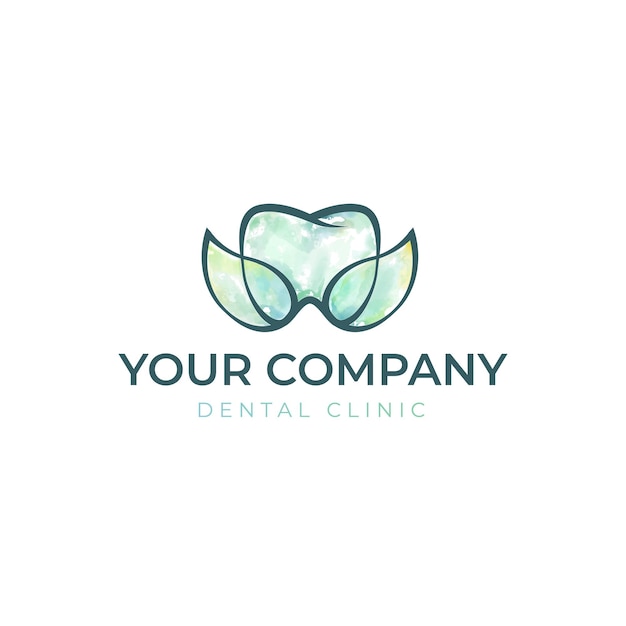 Tooth dental leaf watercolor logo