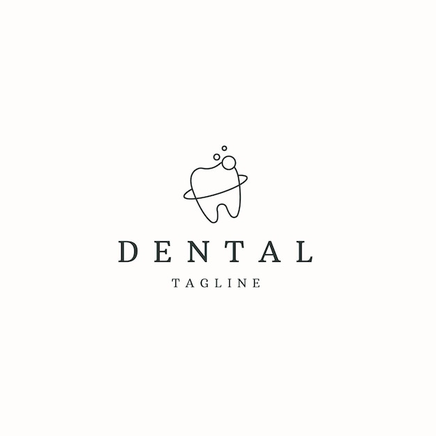 Tooth dental with line style logo icon design template flat vector