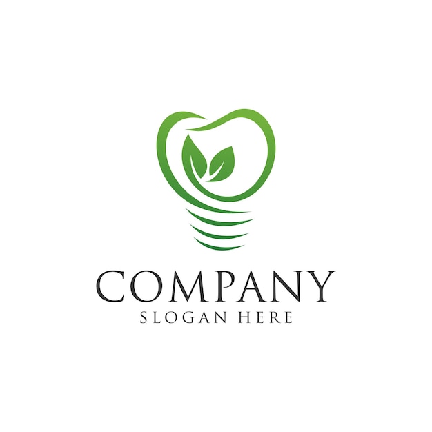 Tooth dentist logo dental implant leaf logo