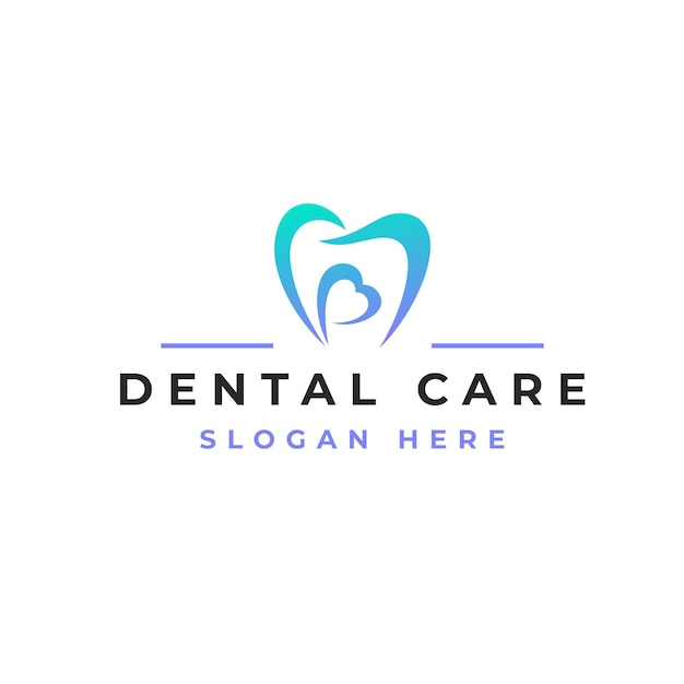 Tooth and heart, dental care logo design inspiration