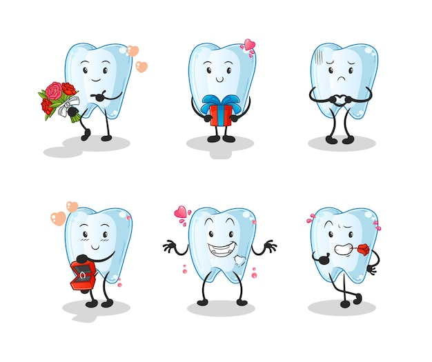 The tooth love set character. cartoon mascot  