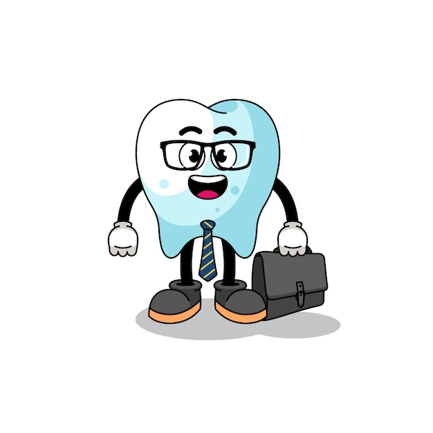 Tooth mascot as a businessman