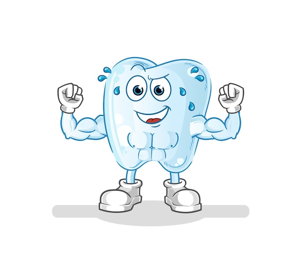 Tooth muscular cartoon cartoon mascot vector