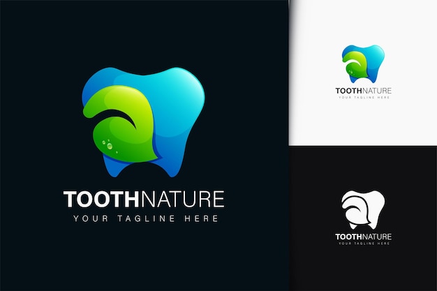 Tooth nature logo design with gradient