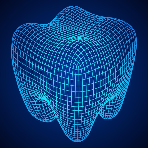 Tooth wireframe mesh connection structure vector illustration dental medicine health concept