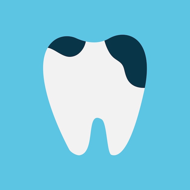 Tooth with caries on a blue background Vector flat style