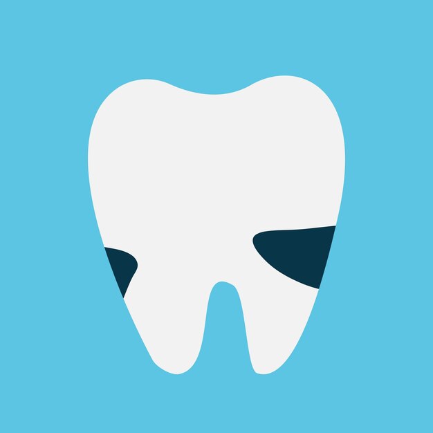 Tooth with caries near the gums Flat style vector