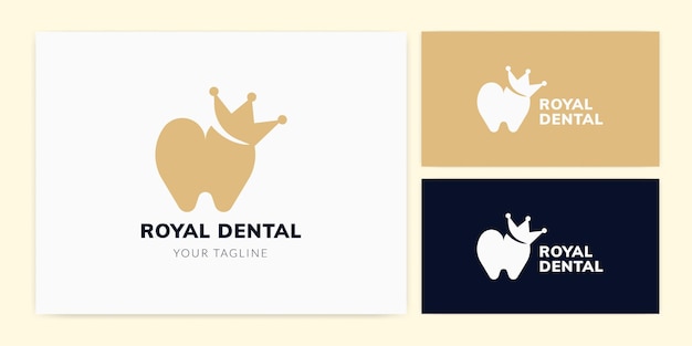 Tooth with crown illustration logo template design for dental or dentist.