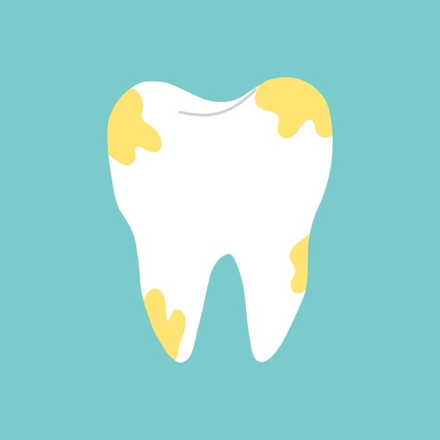 Tooth with yellow plaque