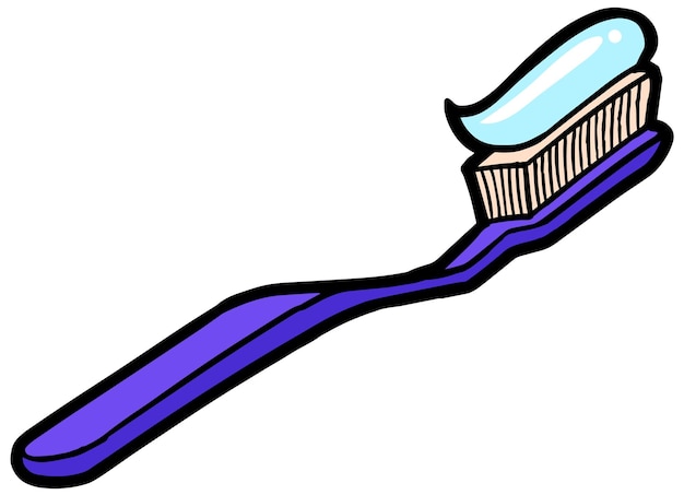 Toothbrush hand drawn color vector illustration