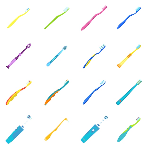 Toothbrush icon set. Flat set of toothbrush vector