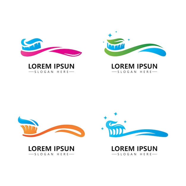 Toothbrush with toothpaste logo icon vector template illustration design