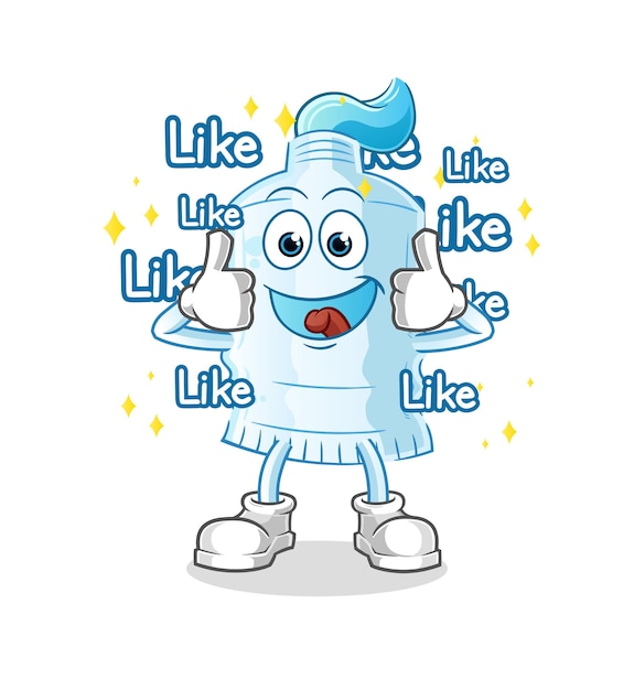 Toothpaste give lots of likes cartoon vector