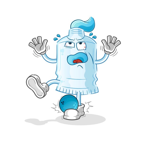 Toothpaste hiten by bowling cartoon. cartoon mascot vector