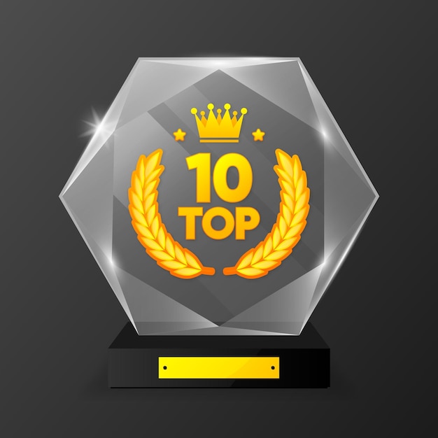 Top 10 Rating Chart Best in the ranking Winner in the category Crystal figurine Vector illustration