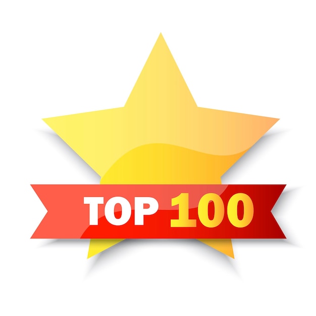 Vector top 100 rating banner. golden star. gold award. sale label. business concept. vector illustration.