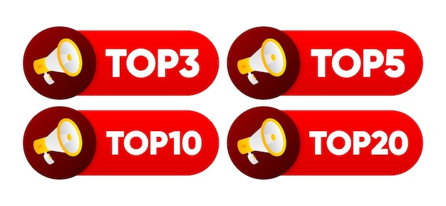 Top 3 5 10 and 20 Rating Chart Best in the ranking Winner in the category Collection of badges