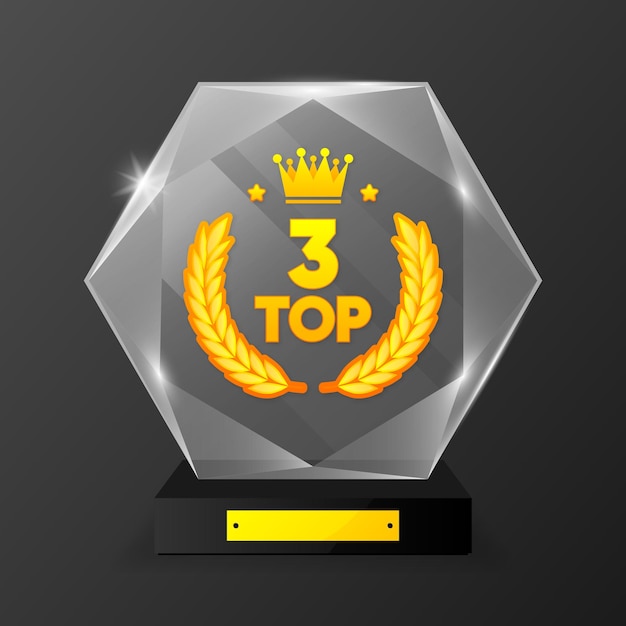 Top 3 Rating Chart Best in the ranking Winner in the category Crystal figurine Vector illustration