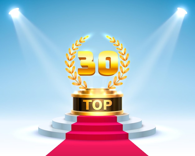 Top 30 best podium award sign, golden object