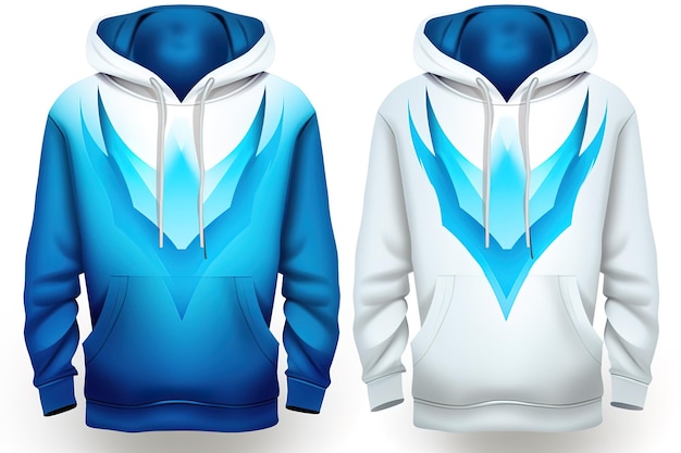 Vector the top and the blue hoodie are shown with the blue and white hoodie