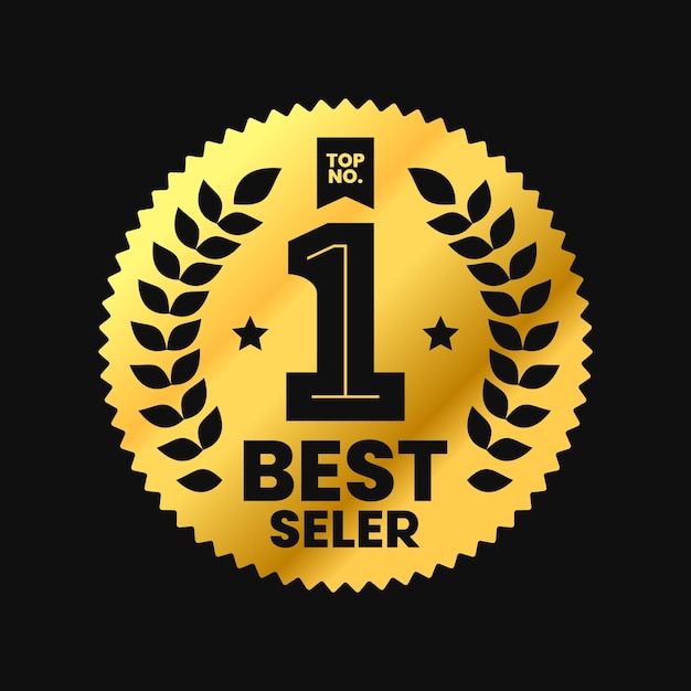 Vector top no 1 best seller badge with rosette logo design vector label isolated for icon stamp etc