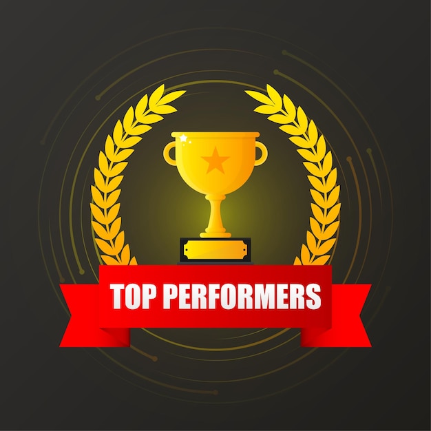 Top performance trophy in flat style Flat vector illustration Winner certificate