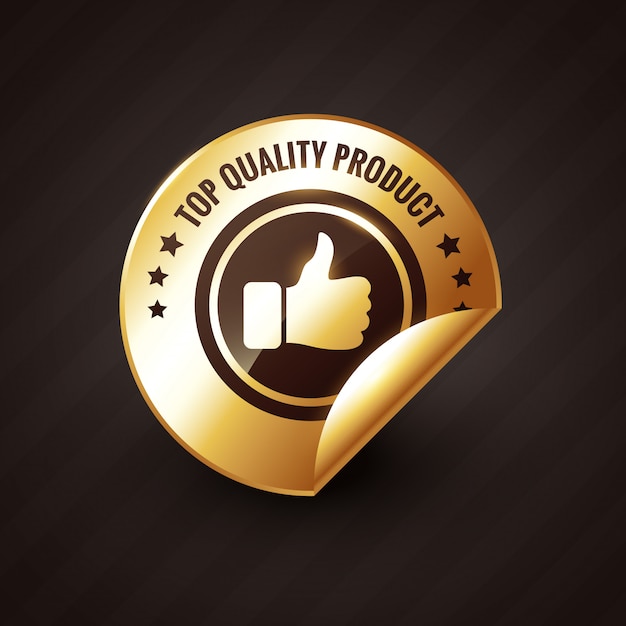 Top quality product with thumbs up golden label 