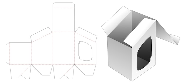 Top slope box with window die cut template