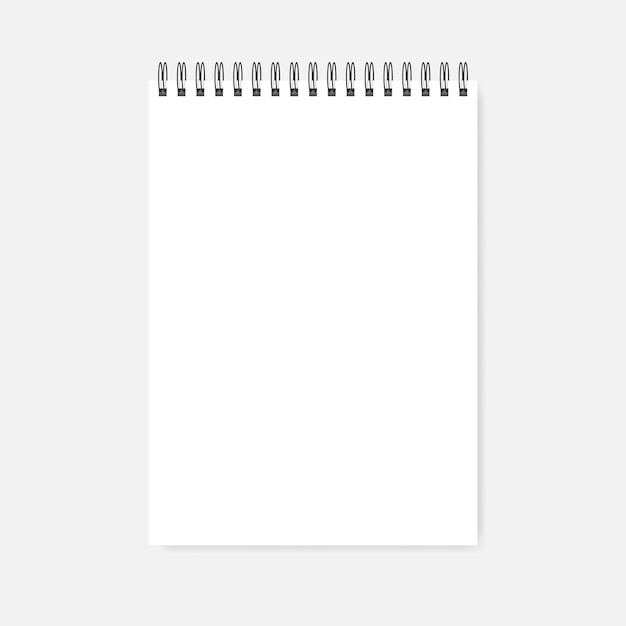 Vector top spiral blank notebook vector mockup wire bound empty notepad template white a4 diary mockup