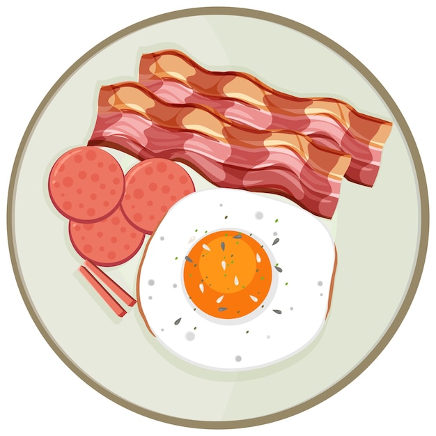 Top view of breakfast set on a dish isolated