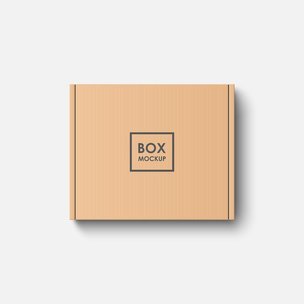 Top view cardboard box mockup isolated on white background