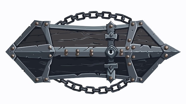 Vector top view of coffin locked with chains flat vector illustration