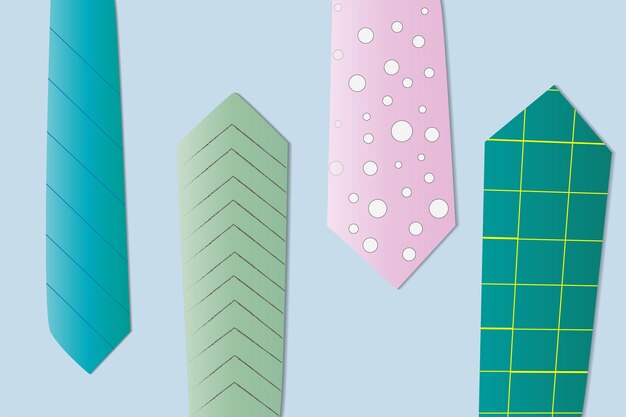 Top view of different ties on a blue background vector illustration