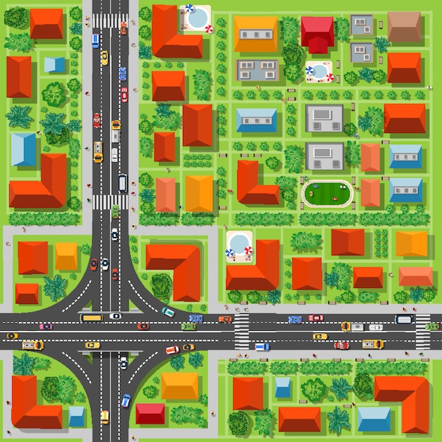 Vector top view of a highway junction 