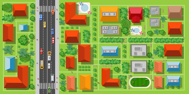 Vector top view of a highway