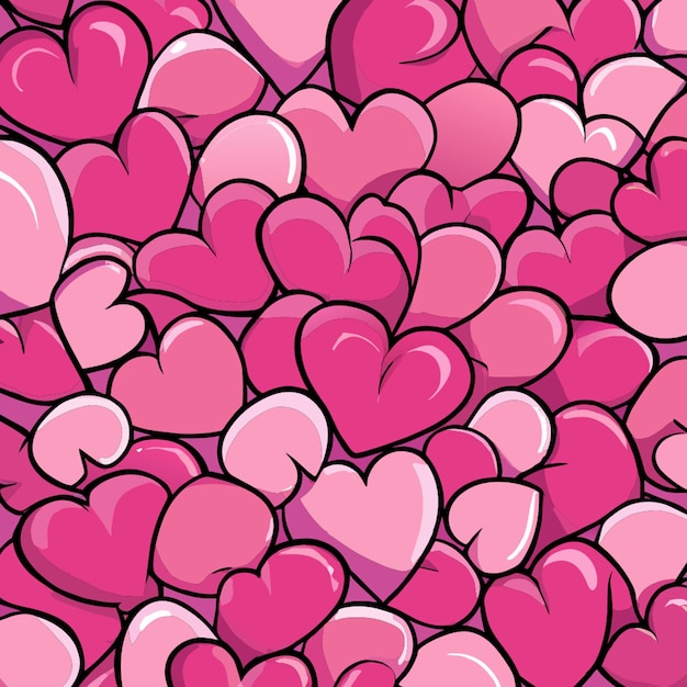 top view of lots of pink hearts vector illustration doodle vector illustration cartoon