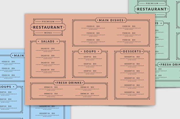 Vector top view restaurant menu template