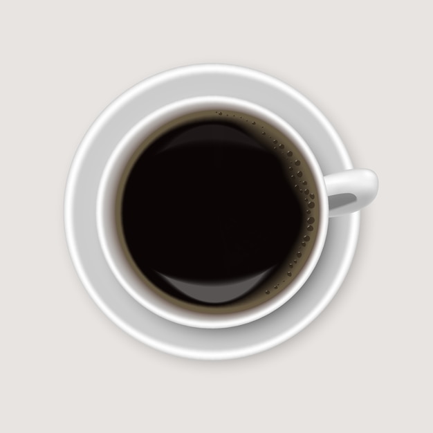 Top view single cup of coffee vector realistic illustration