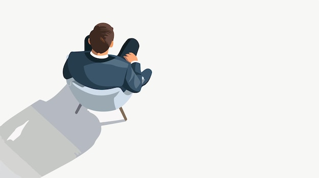 Vector top view of thoughtful businessman sitting on chair