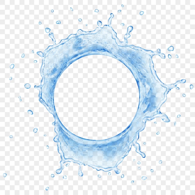 Top view of translucent water crown with drops in blue colors isolated on transparent background Transparency only in vector file