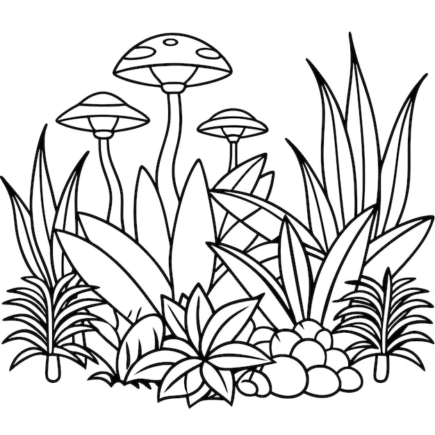 Topcal coloring sheet for the forest or jungle in a coloring book