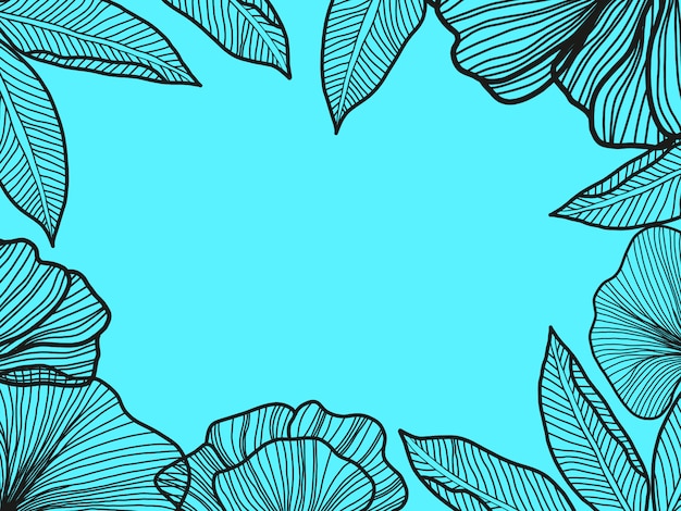 topical leaves background. Minimal design with abstract leaf outline art