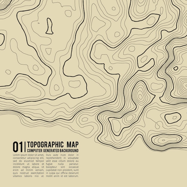 Topographic map background with space for copy Line topography map contour background geographic grid abstract vector illustration Mountain hiking trail over terrain