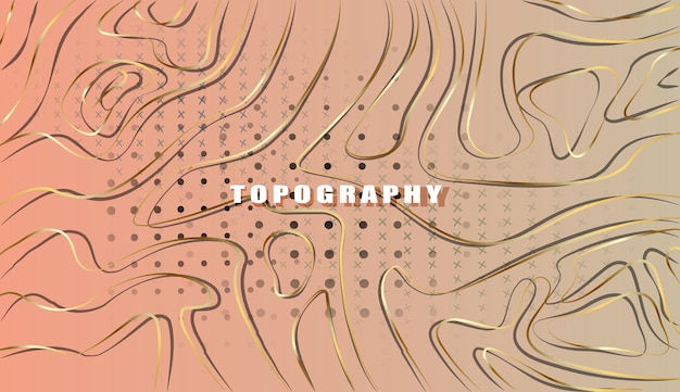 Topographic map gold abstract background with contour altitude lines