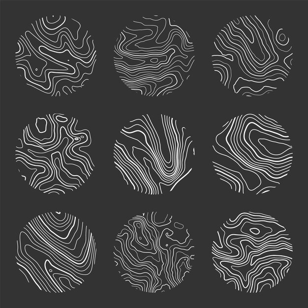 Topographic map with contour lines geographic terrain grid relief height elevation ground path