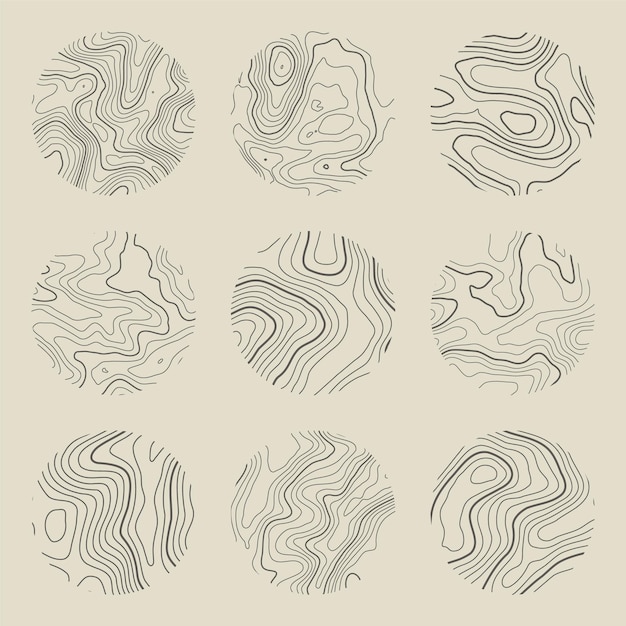 Topographic map with contour lines geographic terrain grid relief height elevation ground path