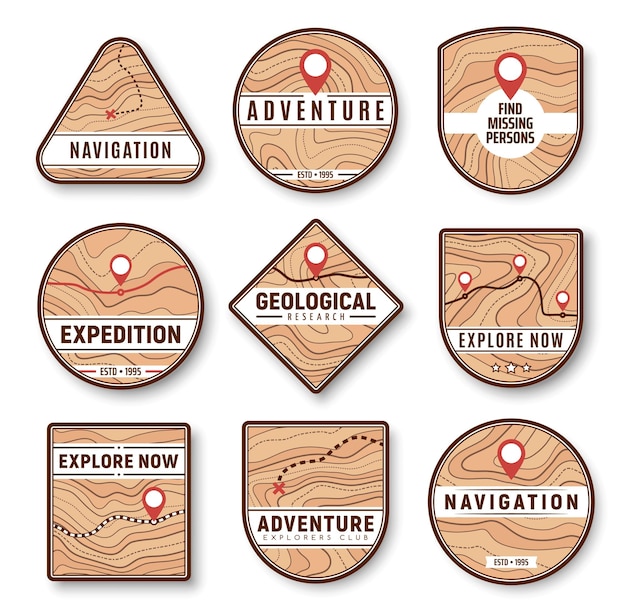 Topographic navigation and expedition icons