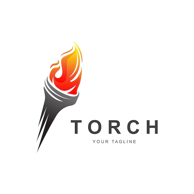 Torch Fire Flame with Pillar column logo design