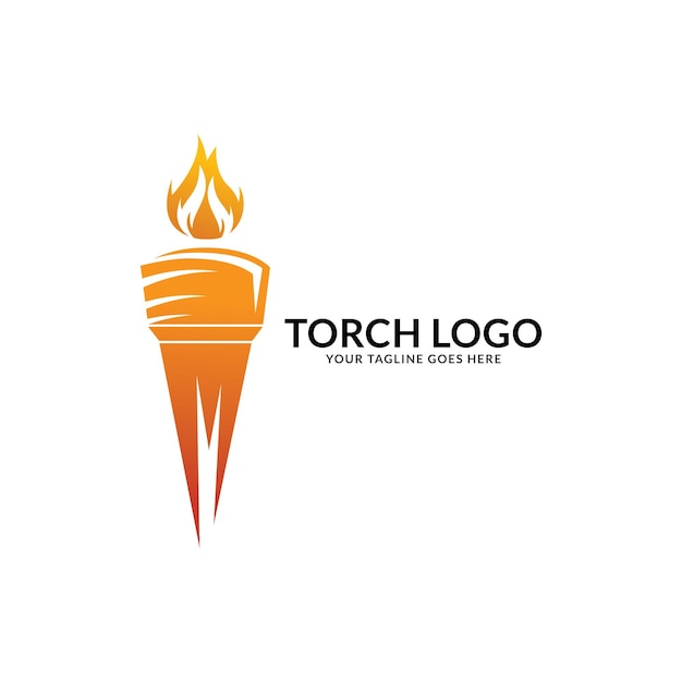 Torch Fire Flame with Pillar column logo design